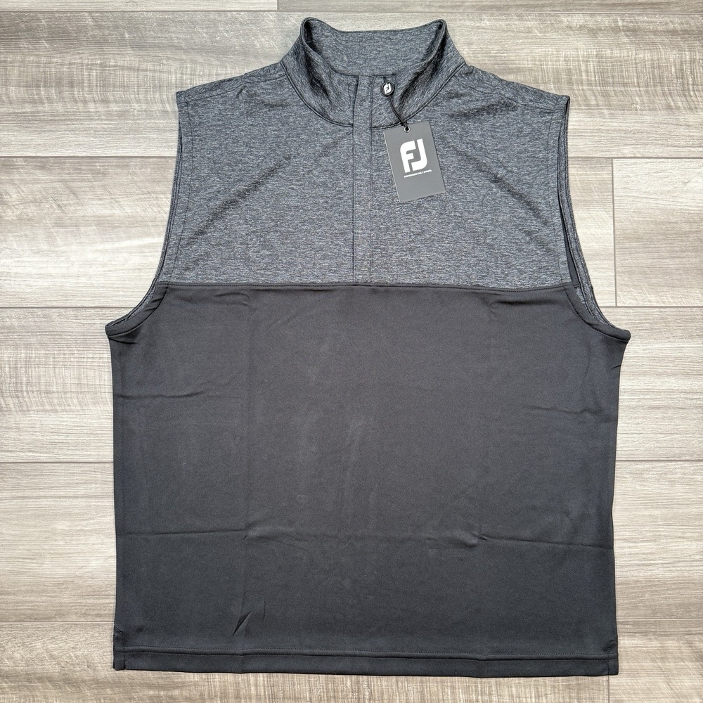 FootJoy Mens Golf Heather Yoke Half-Zip Vest Performance Black Size Large NEW